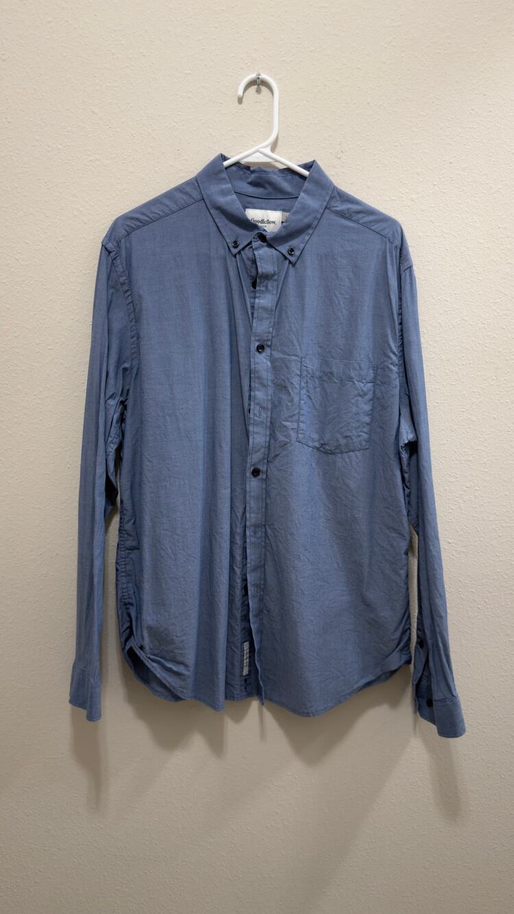 Goodfellow & Co Men's Large Northrop Slate Blue Long Sleeve Button-Down Shirt
